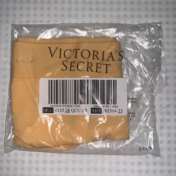 New Victoria’s Secret Pink Logo Hipster Panty Yellow Optimistic Sizes XS & Small - Picture 3 of 12